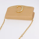 Chloe C Chain Shoulder Bag Leather Beige Gold Tone Auth am12374V-6