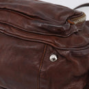 PRADA Hand Bag Leather Brown Silver BR2804 Auth am12375V-10
