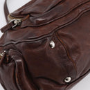 PRADA Hand Bag Leather Brown Silver BR2804 Auth am12375V-11
