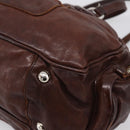 PRADA Hand Bag Leather Brown Silver BR2804 Auth am12375V-12