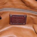 PRADA Hand Bag Leather Brown Silver BR2804 Auth am12375V-16