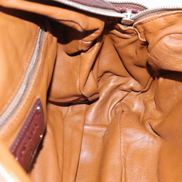 PRADA Hand Bag Leather Brown Silver BR2804 Auth am12375V