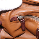 PRADA Hand Bag Leather Brown Silver BR2804 Auth am12375V-20