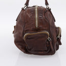 PRADA Hand Bag Leather Brown Silver BR2804 Auth am12375V-4