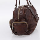 PRADA Hand Bag Leather Brown Silver BR2804 Auth am12375V-5