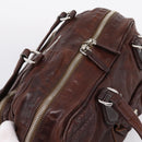 PRADA Hand Bag Leather Brown Silver BR2804 Auth am12375V-6