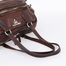 PRADA Hand Bag Leather Brown Silver BR2804 Auth am12375V-7