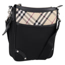 BURBERRY Nova Check Shoulder Bag Canvas Black Beige Auth am12376V-1