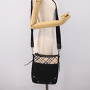 BURBERRY Nova Check Shoulder Bag Canvas Black Beige Auth am12376V-24