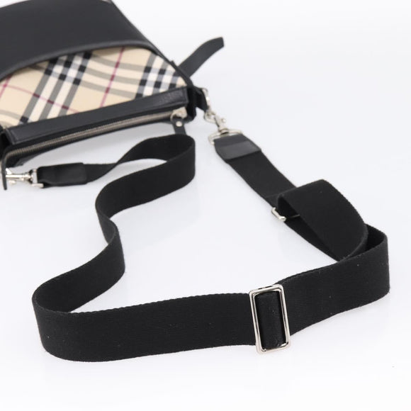 BURBERRY Nova Check Shoulder Bag Canvas Black Beige Auth am12376V
