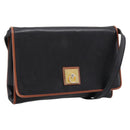 CELINE Circle Shoulder Bag Leather Black Gold Tone Auth am12378A-1