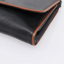 CELINE Circle Shoulder Bag Leather Black Gold Tone Auth am12378A-10
