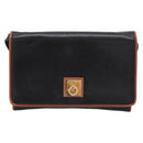 CELINE Circle Shoulder Bag Leather Black Gold Tone Auth am12378A-2