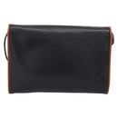 CELINE Circle Shoulder Bag Leather Black Gold Tone Auth am12378A-3