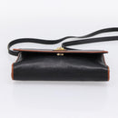 CELINE Circle Shoulder Bag Leather Black Gold Tone Auth am12378A-9