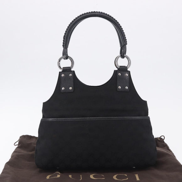 GUCCI GG Canvas Hand Bag Black Silver 131329 Auth am12380V