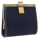 Christian Dior Trotter Canvas Coin Purse Navy Gold Auth am12381V-1