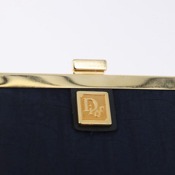 Christian Dior Trotter Canvas Coin Purse Navy Gold Auth am12381V