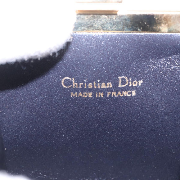 Christian Dior Trotter Canvas Coin Purse Navy Gold Auth am12381V
