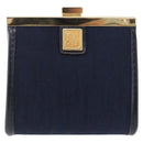 Christian Dior Trotter Canvas Coin Purse Navy Gold Auth am12381V-2