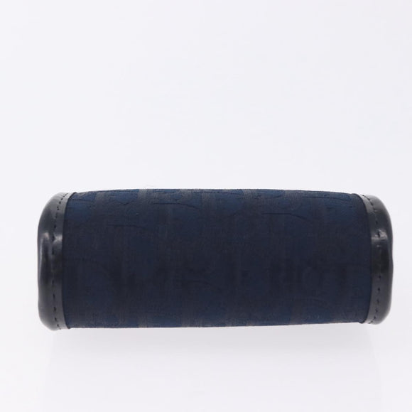 Christian Dior Trotter Canvas Coin Purse Navy Gold Auth am12381V