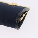 Christian Dior Trotter Canvas Coin Purse Navy Gold Auth am12381V-9