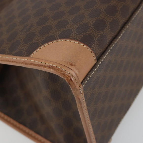 CELINE Macadam Canvas Hand Bag PVC Leather Brown Gold Auth am12382A