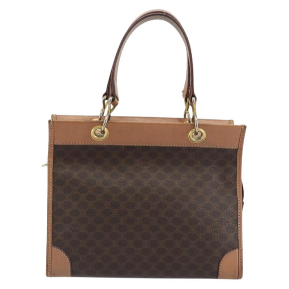 CELINE Macadam Canvas Hand Bag PVC Leather Brown Gold Auth am12382A