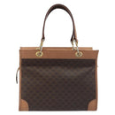 CELINE Macadam Canvas Hand Bag PVC Leather Brown Gold Auth am12382A-2