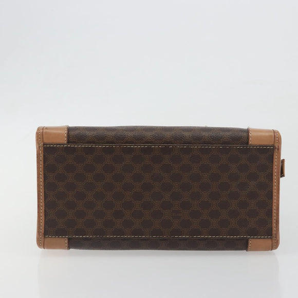 CELINE Macadam Canvas Hand Bag PVC Leather Brown Gold Auth am12382A