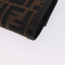 FENDI Zucca Canvas Compact Trifold Wallet Black Brown Auth am12383V-17