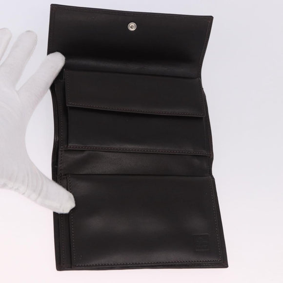 FENDI Zucca Canvas Compact Trifold Wallet Black Brown Auth am12383V
