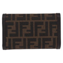 FENDI Zucca Canvas Compact Trifold Wallet Black Brown Auth am12383V-2