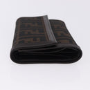 FENDI Zucca Canvas Compact Trifold Wallet Black Brown Auth am12383V-4