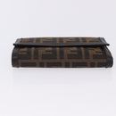 FENDI Zucca Canvas Compact Trifold Wallet Black Brown Auth am12383V-6