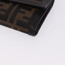 FENDI Zucca Canvas Compact Trifold Wallet Black Brown Auth am12383V-15