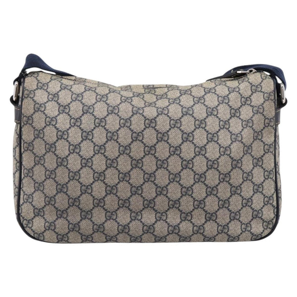 GUCCI GG Supreme Shoulder Bag PVC Navy Silver 246881 Auth am12385A