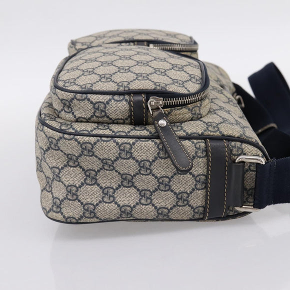 GUCCI GG Supreme Shoulder Bag PVC Navy Silver 246881 Auth am12385A
