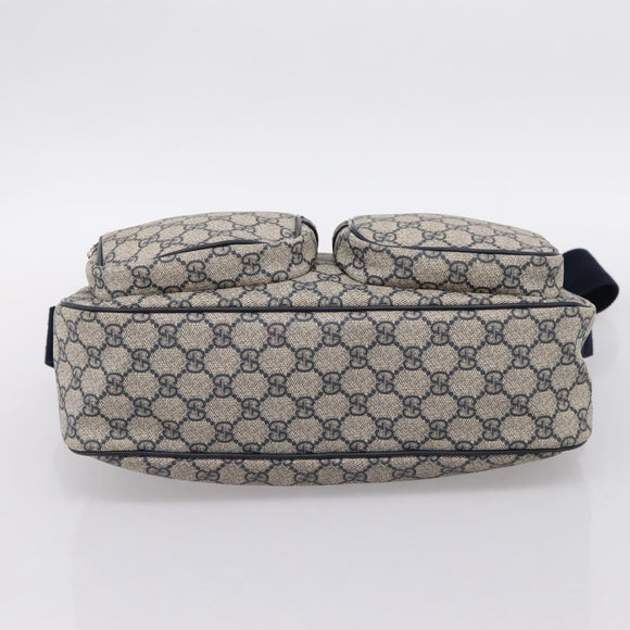 GUCCI GG Supreme Shoulder Bag PVC Navy Silver 246881 Auth am12385A