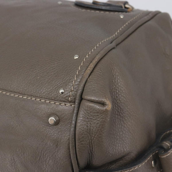 Chloe Paddington Hand Bag Leather Gray Silver Auth am12387V