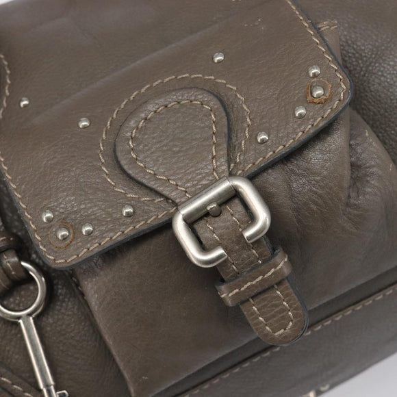 Chloe Paddington Hand Bag Leather Gray Silver Auth am12387V