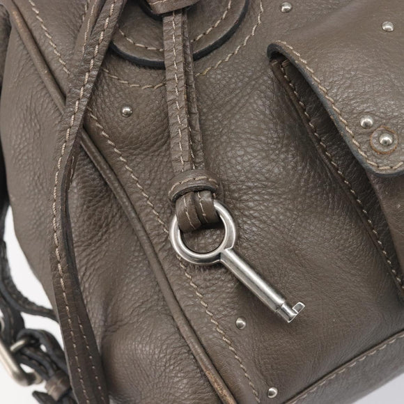 Chloe Paddington Hand Bag Leather Gray Silver Auth am12387V