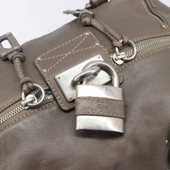 Chloe Paddington Hand Bag Leather Gray Silver Auth am12387V