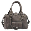 Chloe Paddington Hand Bag Leather Gray Silver Auth am12387V-13