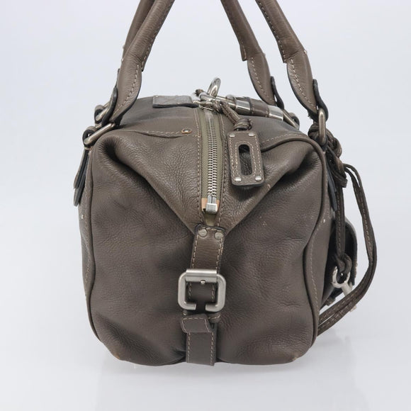 Chloe Paddington Hand Bag Leather Gray Silver Auth am12387V