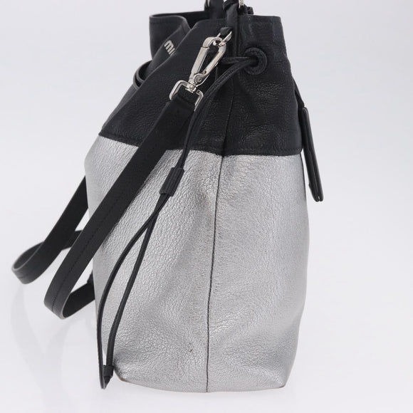 Miu Miu Shoulder Bag Leather Silver R1129C Auth am12389A