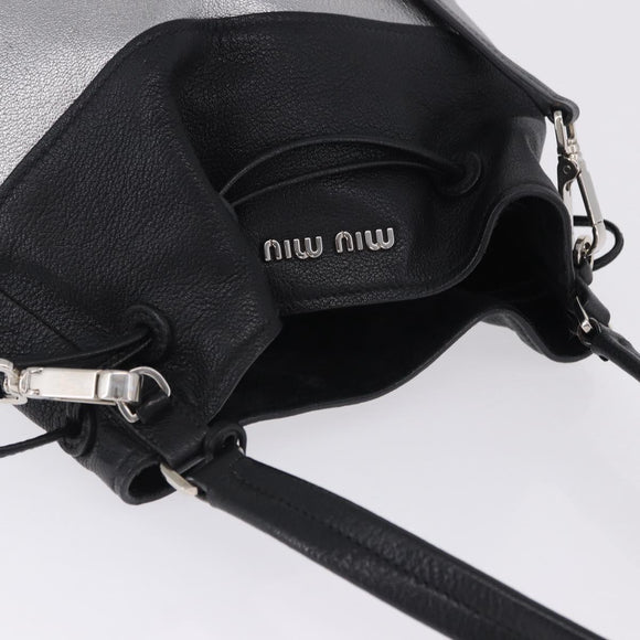 Miu Miu Shoulder Bag Leather Silver R1129C Auth am12389A