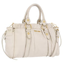 Miu Miu Hand Bag Leather 2way White Gold RT0383 Auth am12391V-1
