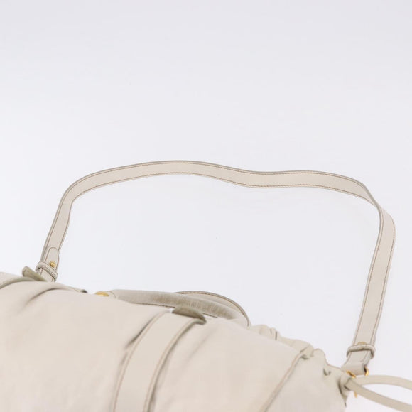 Miu Miu Hand Bag Leather 2way White Gold RT0383 Auth am12391V