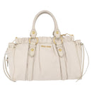 Miu Miu Hand Bag Leather 2way White Gold RT0383 Auth am12391V-2